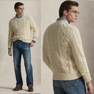 Polo Ralph Lauren Men’s Cotten Fisherman’s Cable Knit Aran Sweater